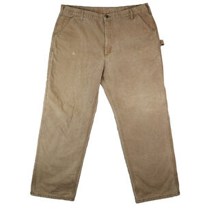 Carhartt Pants Mens 42x32 Flannel Lined Carpenter Duck Canvas B111 BRN USA